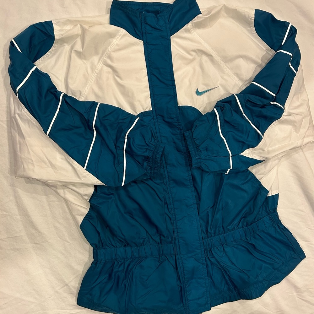Women’s Vintage 90’s Nike Windbreaker - Teal/White - Size Large (12/14)